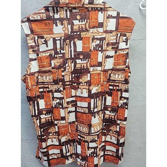 Vintage Mod Tank Top Psychedelic Sleeveless Retro 60s Sz 44 - Picture 8 of 12